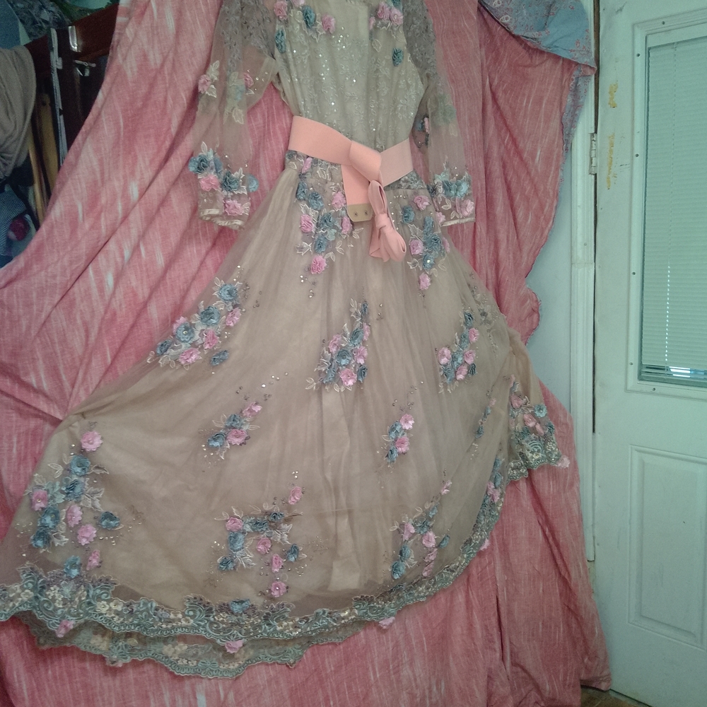 Floral Embroidered Long Sleeve Dress